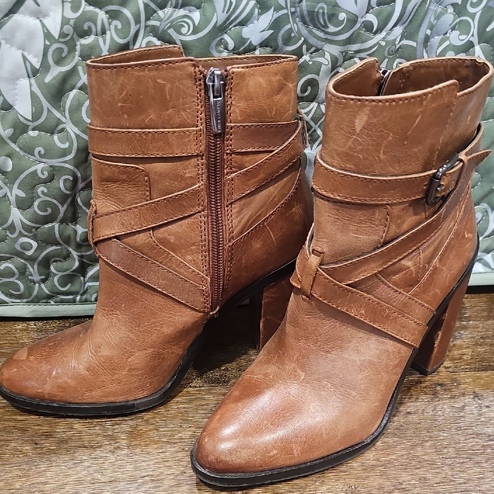 Vince Camuto Brown Ankle Boots with Buckle